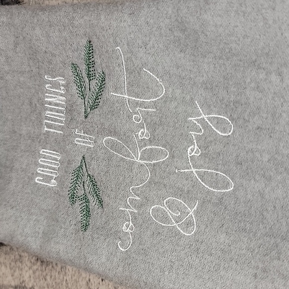 Good Tidings Gray fur vintage Christmas Stocking - Picture 3 of 4